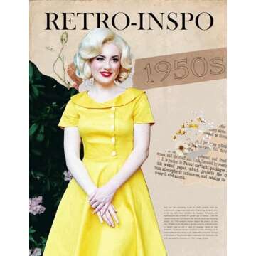 Wedtrend Women's 1950s Vintage Audrey Hepburn Style Cocktail Swing Dresses WTP20007YellowS