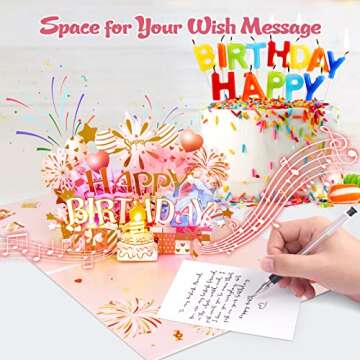 Pop Up Birthday Cards with LED & Music for Women