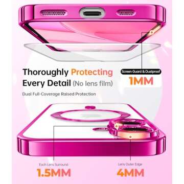 Meifigno Candy Series Case Designed for iPhone 16 Plus 6.7’’, [2X Screen Protectors] [Glitter Card & Wrist Strap] [MagSafe Compatible] Full Camera Protection for 16 Plus Case, Hot Pink