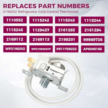 2198202 Refrigerator Cold Control Thermostat Replacement Compatible for Whirl-Pool Refrigerators Replaces 2161284 2198201 PS11739232 AP6006166 WP2198202 by Romalon