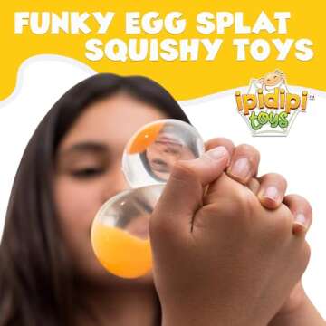 Funky Egg Splat Ball Squishy Toys | 4 Pack | Stress Relief Eggs Yolk Balls Squishies Fun Toy for Children | Anxiety Reducer Sensory Play | Tension Relief for Adults & Help for Autism & ADHD