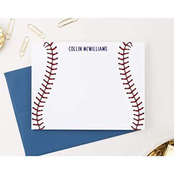 Personalized Baseball Stationary for Boys or Girls, Personalized Baseball Note Cards with Envelopes, Baseball Stationery Set for Boys, Sports Stationary Cards Set, Your Choice of Colors and Quantity