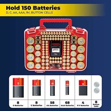 Ontel Battery Daddy Smart - Battery Organizer Storage Case with Tester, Stores & Protects Up to 150 Batteries, Clear Locking Lid, As Seen On TV, Smart - 150 Batteries (BADAS-MC4)