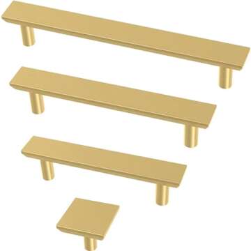 Franklin Brass Simple Chamfered (10-Pack) Cabinet Handles 3" Hole to Hole Modern Gold Kitchen Cabinet Pulls Drawer Handles Cabinet Hardware Dresser Drawer Pulls P40844K-117-C