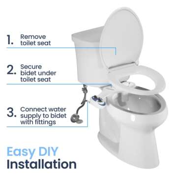 LUXE Bidet NEO 185 - Self-Cleaning, Dual Nozzle, Non-Electric Bidet Attachment for Toilet Seat, Adjustable Water Pressure, Rear and Feminine Wash (Blue)