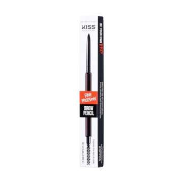 Kiss New York Professional Brow Pencil with Spoolie Brush, Ultra-Fine Precision Point Eyebrow Pencil, Dual-Sided Precise, Slim Definer, Fills Brows, Long-Lasting (Deep Dark Brown)