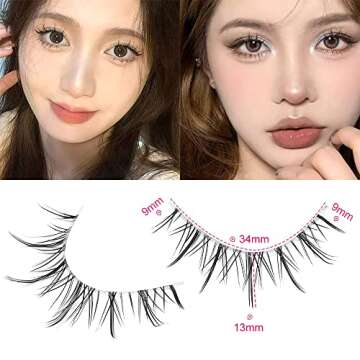 outopen Manga Lashes with Clear Band Japanese Anime Cosplay Eyelashes Asian False Eyelashes Natural Look Like Individual Clusters(B02-Asian Style | 9-13MM)