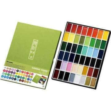 Kuretake GANSAI TAMBI 48 Colors Set - Professional Watercolor Paints