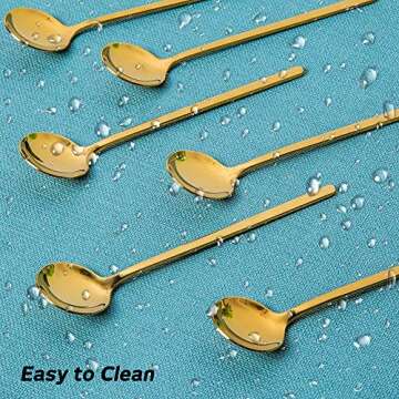 Pack of 8, Gold Plated Stainless Steel Espresso Spoons, findTop Mini Teaspoons Set for Coffee Sugar Dessert Cake Ice Cream Soup Antipasto Cappuccino, 5.3 Inch