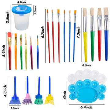 BigOtters Painting Tool Kit, 34Pcs Paint Supplies Include Kids Paint Brushes Paint Cups with Lids for Kids Paint Palette Tray for Students School Prizes Kids Paint Art Party Starters Favor