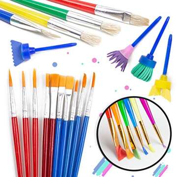 BigOtters Painting Tool Kit, 34Pcs Paint Supplies Include Kids Paint Brushes Paint Cups with Lids for Kids Paint Palette Tray for Students School Prizes Kids Paint Art Party Starters Favor