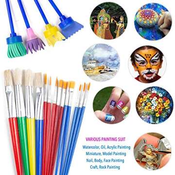 BigOtters Painting Tool Kit, 34Pcs Paint Supplies Include Kids Paint Brushes Paint Cups with Lids for Kids Paint Palette Tray for Students School Prizes Kids Paint Art Party Starters Favor