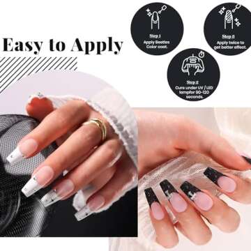 Beetles Gel Nail Polish Kit- 2 Pcs 15ml Black And White Gel Polish Black Winter Gel Nail Polish Black Nail Polish Soak Off Led Gel Polish Nail Art Manicure Salon Diy at Home