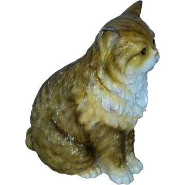 Colored Cat Sitting Bronze Statue, Charming for Cat Lovers 12" x 10" x 14"H