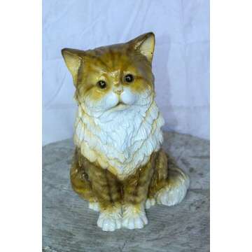 Colored Cat Sitting Bronze Statue, Charming for Cat Lovers 12" x 10" x 14"H