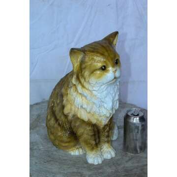 Colored Cat Sitting Bronze Statue, Charming for Cat Lovers 12" x 10" x 14"H