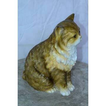 Colored Cat Sitting Bronze Statue, Charming for Cat Lovers 12" x 10" x 14"H