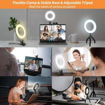 Video Conference Lighting Kit, Ring Light Clip on Laptop Monitor with 5 Dimmable Color & 5 Brightness Level for Webcam Lighting/Zoom Lighting/Remote Working/Self Broadcasting and Live Streaming, etc