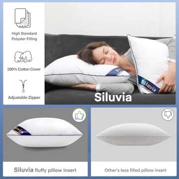 Siluvia 18"x18" Pillow Inserts Set of 2 Decorative 18" Pillow Inserts with 100% Cotton Cover Square Interior Sofa Throw Pillow Inserts Decorative White Pillow Insert Pair Couch Pillow