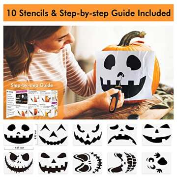 Pumpkin Carving Kit with Tools and Stencils