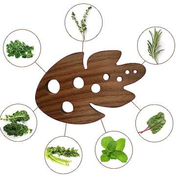 Wooden Herb Stripping Tool Herb Stripper 8 Holes Herb Pealer For Kale, Chard, Collard Greens, Mint, Beets, Celery, Dill, Lettuce, Thyme, Basil, Rosemary, Etc.