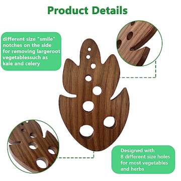 Wooden Herb Stripping Tool Herb Stripper 8 Holes Herb Pealer For Kale, Chard, Collard Greens, Mint, Beets, Celery, Dill, Lettuce, Thyme, Basil, Rosemary, Etc.