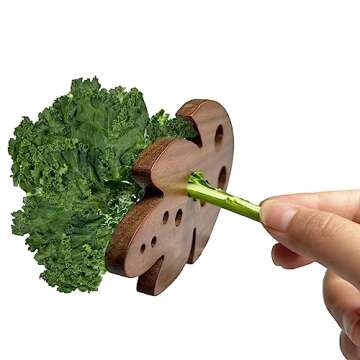 Wooden Herb Stripping Tool Herb Stripper 8 Holes Herb Pealer For Kale, Chard, Collard Greens, Mint, Beets, Celery, Dill, Lettuce, Thyme, Basil, Rosemary, Etc.