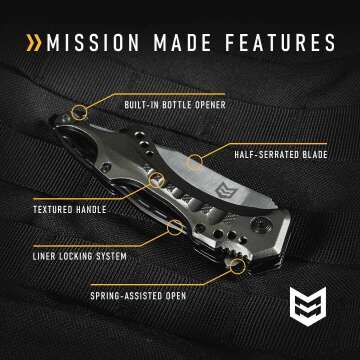 MISSION MADE Raptor Tactical Knife with Spring Assist