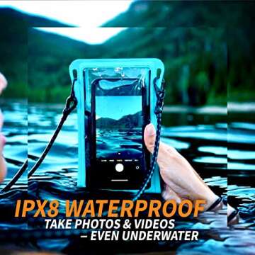 Stash7 Waterproof Phone Pouch w/Long Lanyard | IPX8 Adventure Grade Cellphone Dry Bag Case, Fits iPhone 15 Pro Max,14 Pro Max, 13 Pro Max, XS, XR, Galaxy S21, for Snorkeling, Kayaking, Cruise Blue