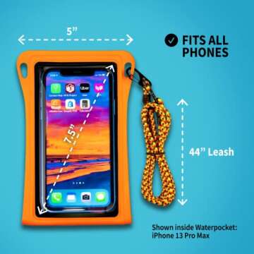 Stash7 Waterproof Phone Pouch w/Long Lanyard | IPX8 Adventure Grade Cellphone Dry Bag Case, Fits iPhone 15 Pro Max,14 Pro Max, 13 Pro Max, XS, XR, Galaxy S21, for Snorkeling, Kayaking, Cruise Blue