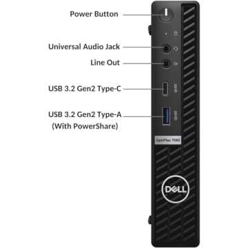 Dell OptiPlex 7080 Micro PC Desktop Computer Mini, Intel i5-10800 2.3GHz Up to 4.5GHz, 16GB RAM, 1TB SSD, RGB Keyboard&Mouse, DisplayPort, Win10 Pro (Renewed)