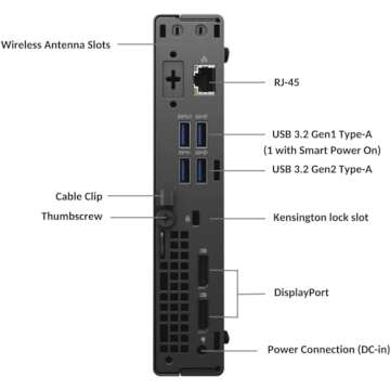 Dell OptiPlex 7080 Micro PC Desktop Computer Mini, Intel i5-10800 2.3GHz Up to 4.5GHz, 16GB RAM, 1TB SSD, RGB Keyboard&Mouse, DisplayPort, Win10 Pro (Renewed)