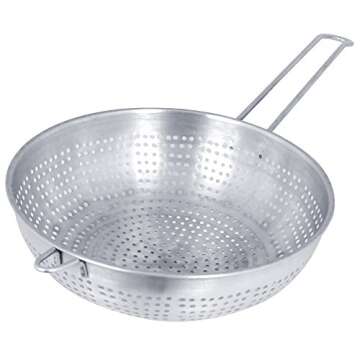 Stainless Steel Colander with Brushed Finish by Kosma – Fine Mesh Colander with Long Handle, Size 22cm | Food Strainer