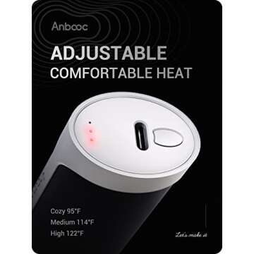 Anbooc Hand Warmer Rechargeable, Slim Pocket Portable Electric Hand Heater, 9-Hours Heat, 3 Levels to 122°F, 5000mAh Battery Powered, Perfect for Gaming, Golf, Tech Gifts Men Women, A2