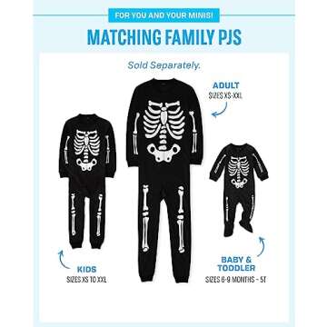 The Children's Place Kids' Baby/Toddler One Piece Family Matching, Halloween Pajama Sets, Cotton, Skeleton, 0-3 Months