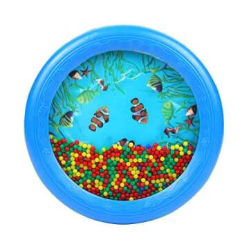 Musfunny Ocean Drum Wave Bead Drum Gentle Sea Sound Music Gift Musical Educational Sea Sound Drum Tool for Kid Child Baby (Blue)