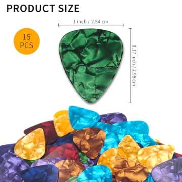 Colorful 15 Pack Guitar Picks - Thin to Heavy Thickness