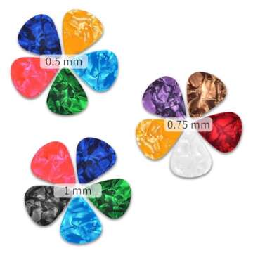 Colorful 15 Pack Guitar Picks - Thin to Heavy Thickness