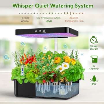 Herb Garden Hydroponics Growing System - HidroPony 12 Pods Indoor Gardening System with LED Grow Light, Plants Germination Kit, Auto Timer, Ideal Gardening Gifts for Women