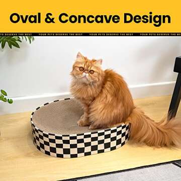 Conlun Cat Scratcher Cardboard,2 in 1 Oval Cat Scratch Pad Bowl for Indoor Kitty Grinding Claw,Round Kittens Scratching Board Corrugated Lounge Pet Beds&Furniture Protector for Couch&Carpets&Sofas