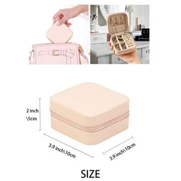 ZPROW Travel Jewelry Case, Mini Portable Jewelry Travel Boxes, Small Jewelry Organizer for Rings, Earrings, Pendants, Watches, Necklaces, Lipsticks Organizer Storage Holder Case (Pink)