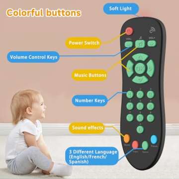 APSUAE Baby TV Remote Control Toy with Light and Sounds, Kids Musical Early Education Learning Realistic Toddler Remote Toys for Preschool Infant Toddlers Boys Girls Child 6M+