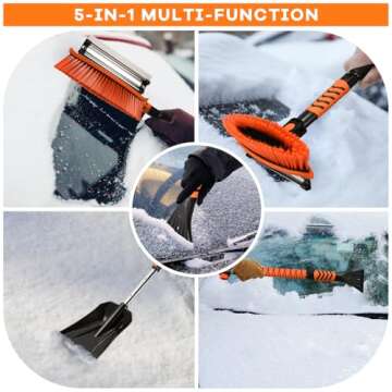 Dutywand Ice Scrapers Snow Brush for Car Windshield Extendable, Snow Shovel for Car Driveway, Non Scratch Snow Brush Winter Kit with Snow Shovel Snow Brush for Christmas Car Auto Truck SUV