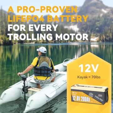 Power Queen 12V200Ah PLUS Low-Temp Cut-off LiFePO4 Battery, Built-in 200A BMS, Max.2560W Load Power, Rechargeable Deep Cycle Battery for Trolling Motor, RV Camping, Off-grid Application