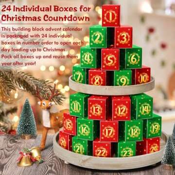 Advent Calendar 2024 for Kids Teens Adults, 24 Days Surprise Christmas Tree Building Blocks Christmas Countdown Calendar Gift Box with 1024 PCS Xmas Building Bricks Toy Decor for Boys Girls Women Men