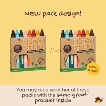 Honeysticks Jumbo Crayons (8 Pack) - 100% Pure Beeswax Crayons - Non Toxic Crayons for Kids - Large Crayons, Easy to Hold and Use, Unbreakable, Eco Friendly, Preschool Art Supplies, For Kids 2-4, 4-8