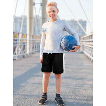 Boys Athletic Shorts 5 Pack Quick Dry Mesh Sports Wear