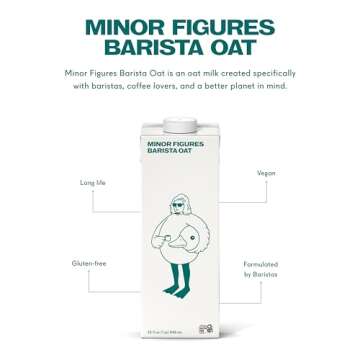 Minor Figures - Oat Milk - Standard - Barista Standard - 32 Oz - 6 Pack - Non Gmo - Plant Based - Vegan - Dairy Free - Shelf Stable - Unsweetened