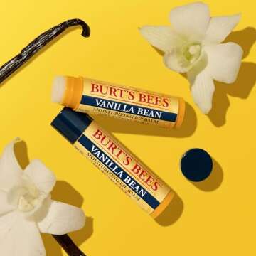 Burt's Bees Lip Balm Stocking Stuffers, Moisturizing Lip Care Christmas Gifts, Vanilla Bean, Lip Moisturizer With Responsibly Sourced Beeswax, Tint-Free, Natural Origin Treatment (2-Pack)