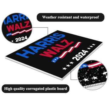 Harris Waltz Yard Sign, Harris Waltz 2024 Vote Lawn Sign with Metal H Stake, Kamala Harris for President Lawn Sign, Kamala Harris Yard Sign, Double Sided Garden Sign for Outdoor Save Democracy Sign